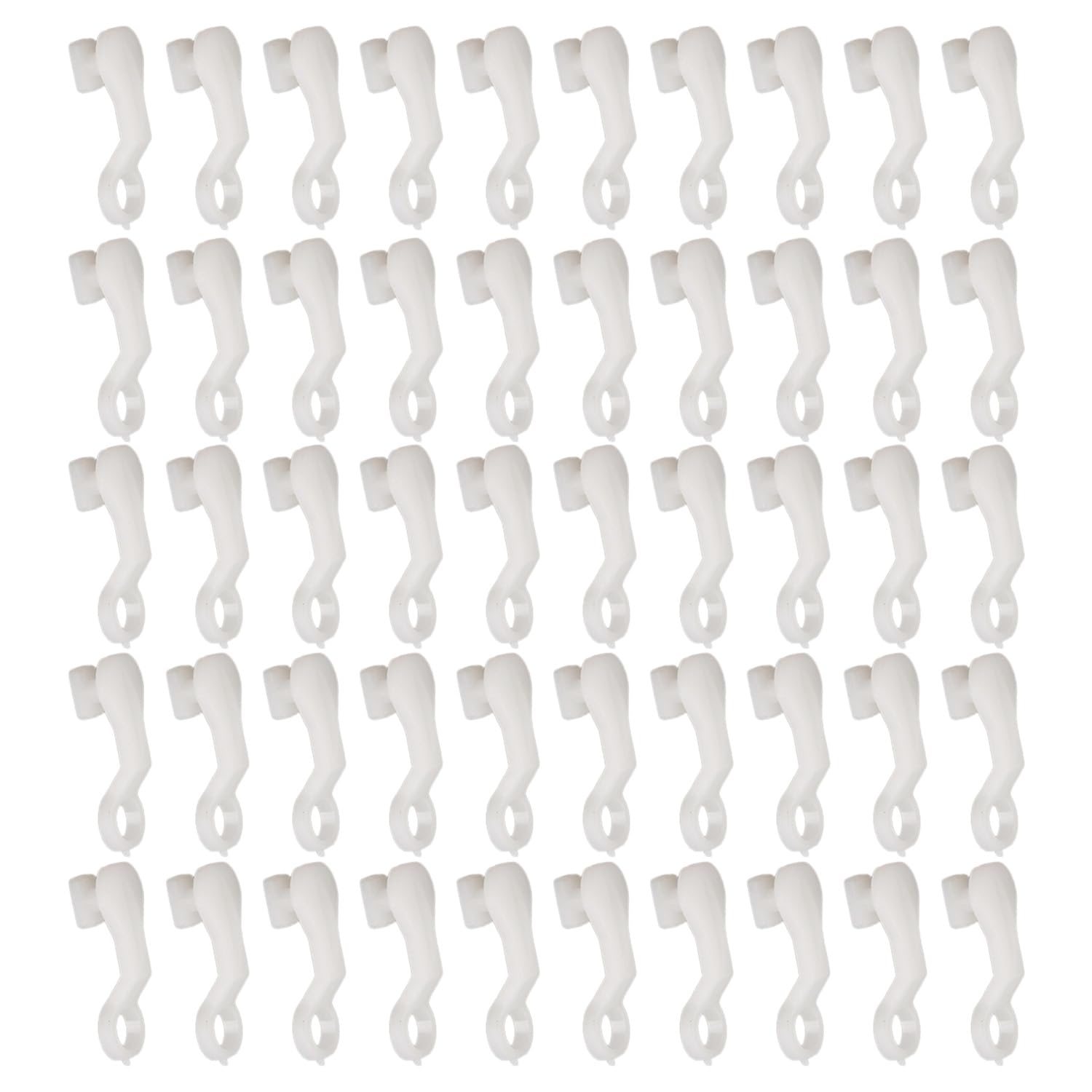 Hopzab White 50 Pcs Plastic Curtain Glider Hooks Easy Fit Curtain Sliders Drapes Rail Track Fittings For Most Rails And Tracks, Windows Door Shower Caravan Rails