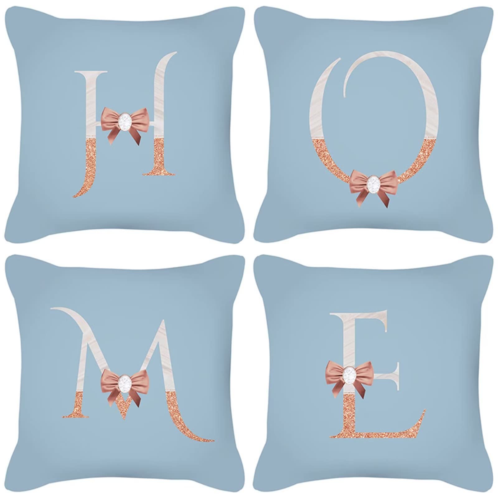 Cojines 50x50cm Letras degradadas Cojines Decorativos para Sofa Moderna Decorativa Cojín Juego de 4 para Decoración Hogar Soft Almohadas cuadradas Funda de Cojín D-3512