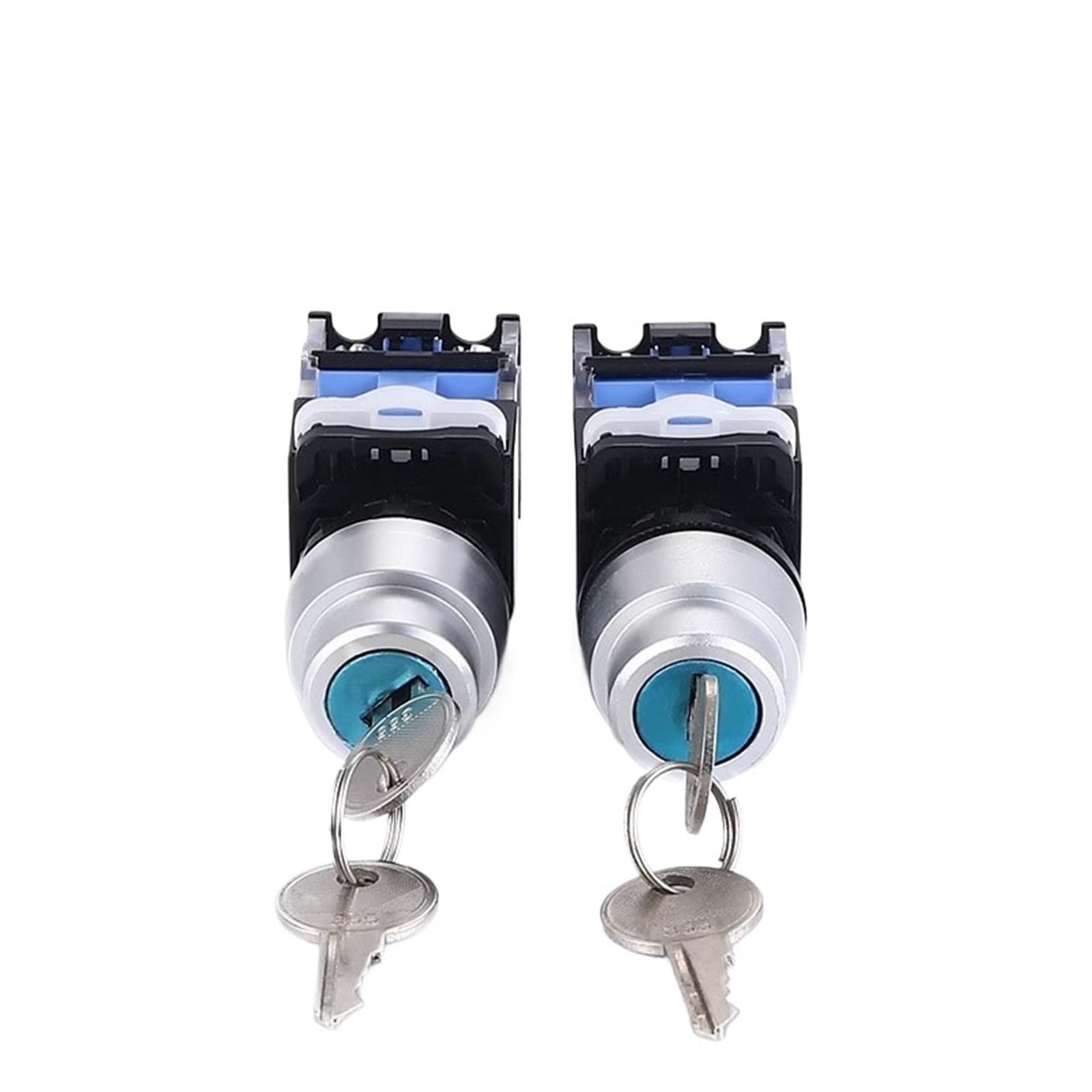Interruptor de perilla con autobloqueo y enclavamiento LA38-11Y2/LA38-20Y3 de 22 mm con llave, 10 A/440 V, selector de 2 y 3 posiciones, base azul.(3position)