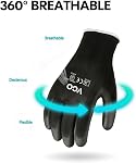 Vgo 15Pairs PU Coated Gardening and Work Gloves (Size XL,Black,PU2103)