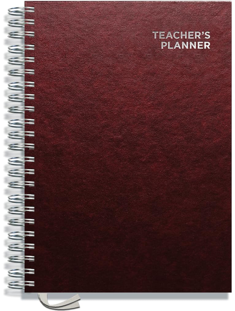 Teacher Planner 2026-2027 A4 Size by Pirongs | 5 Lesson Dated Planner for Teachers | Page a Day | Dated, Hardback, Wiro-Bound Teachers Planner - Burgundy โ image 1