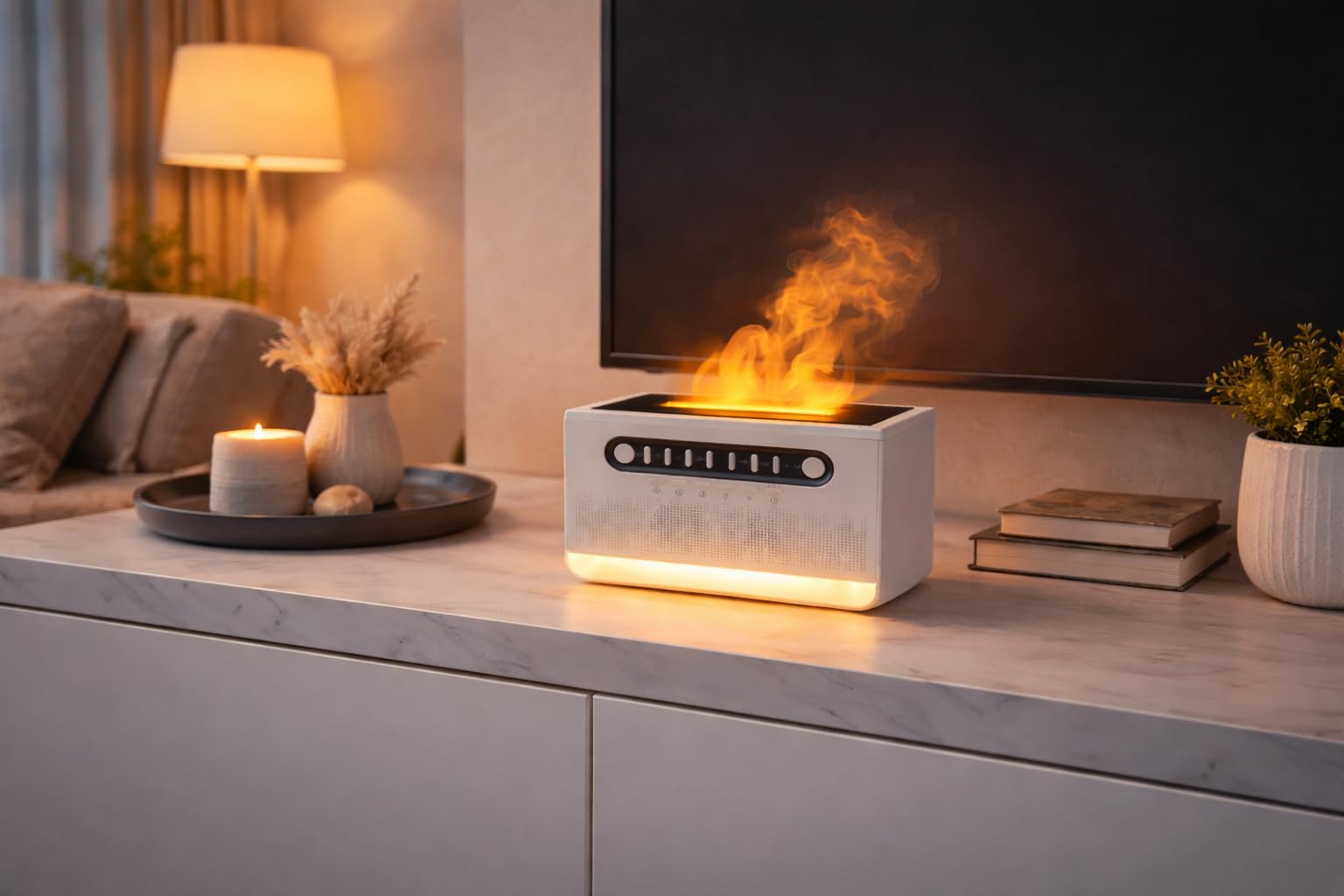 Diffuseur d’huiles essentielles, Diffuseur d’arômes, Enceinte Bluetooth, Veilleuse LED, Humidificateur d’air, Machine à Bruit Blanc, lummiere d'ambiance