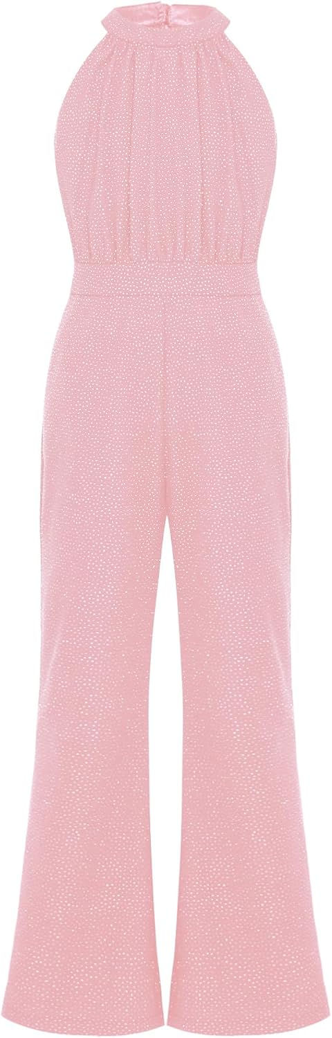 Girls Party Jumpsuit Kids Halter Summer Birthday Party Romper Wide Led Long Pants