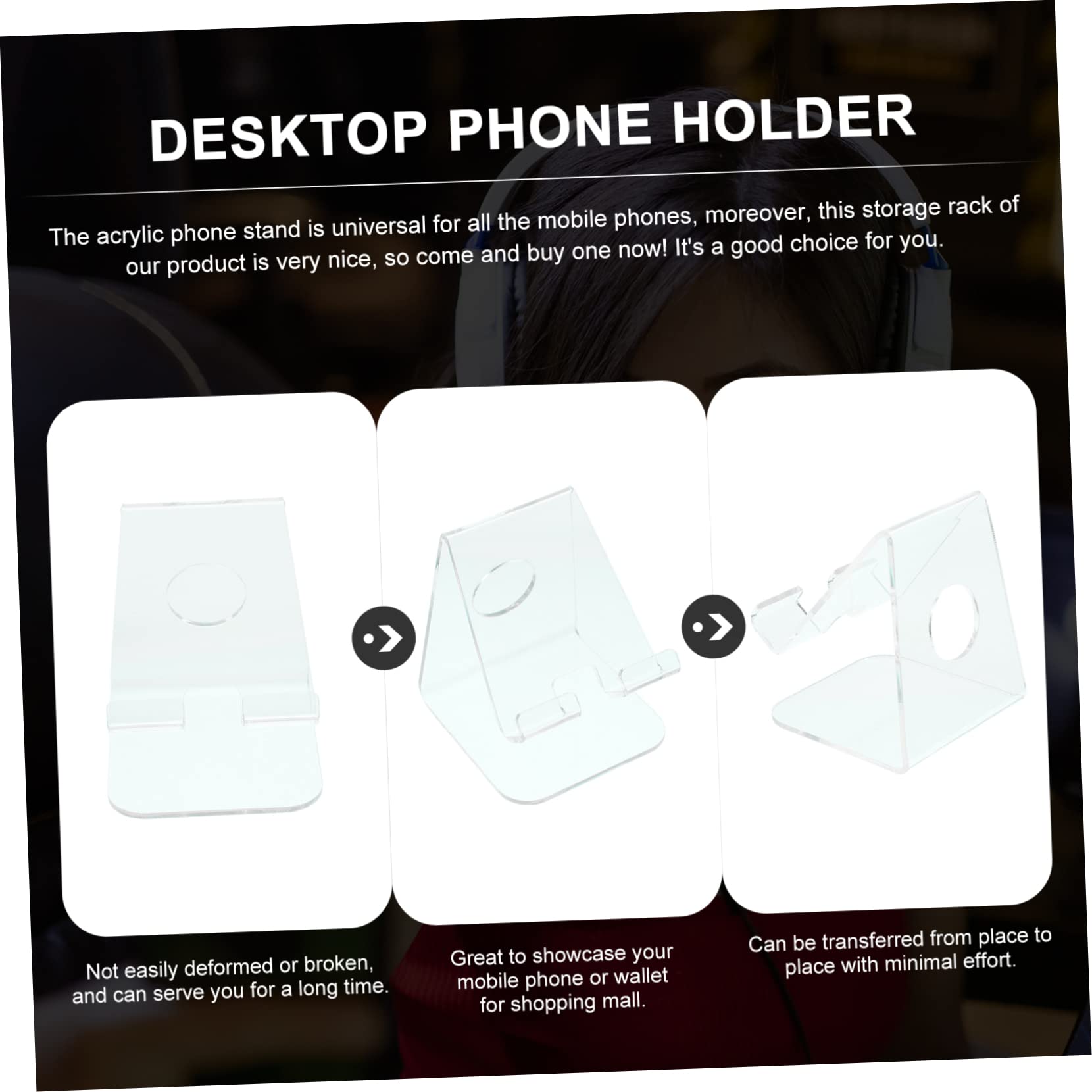 NUOBESTY 4pezzi Supporto Per Smartphone Acrilico Trasparente Porta Telefono Da Scrivania Elegante e Pratico Struttura Semplice e Design Ergonomico Per Visione Ottimale