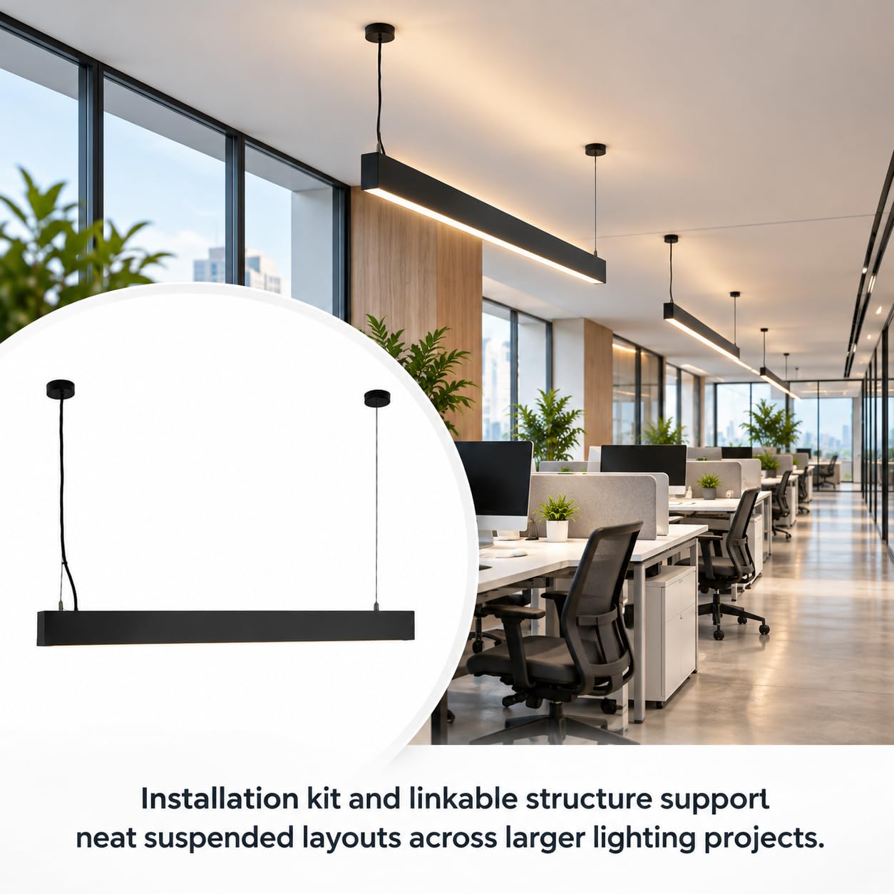 BARCELONA LED Bidirektionale LED Pendelleuchte CCT 120cm UGR17 Schwarz