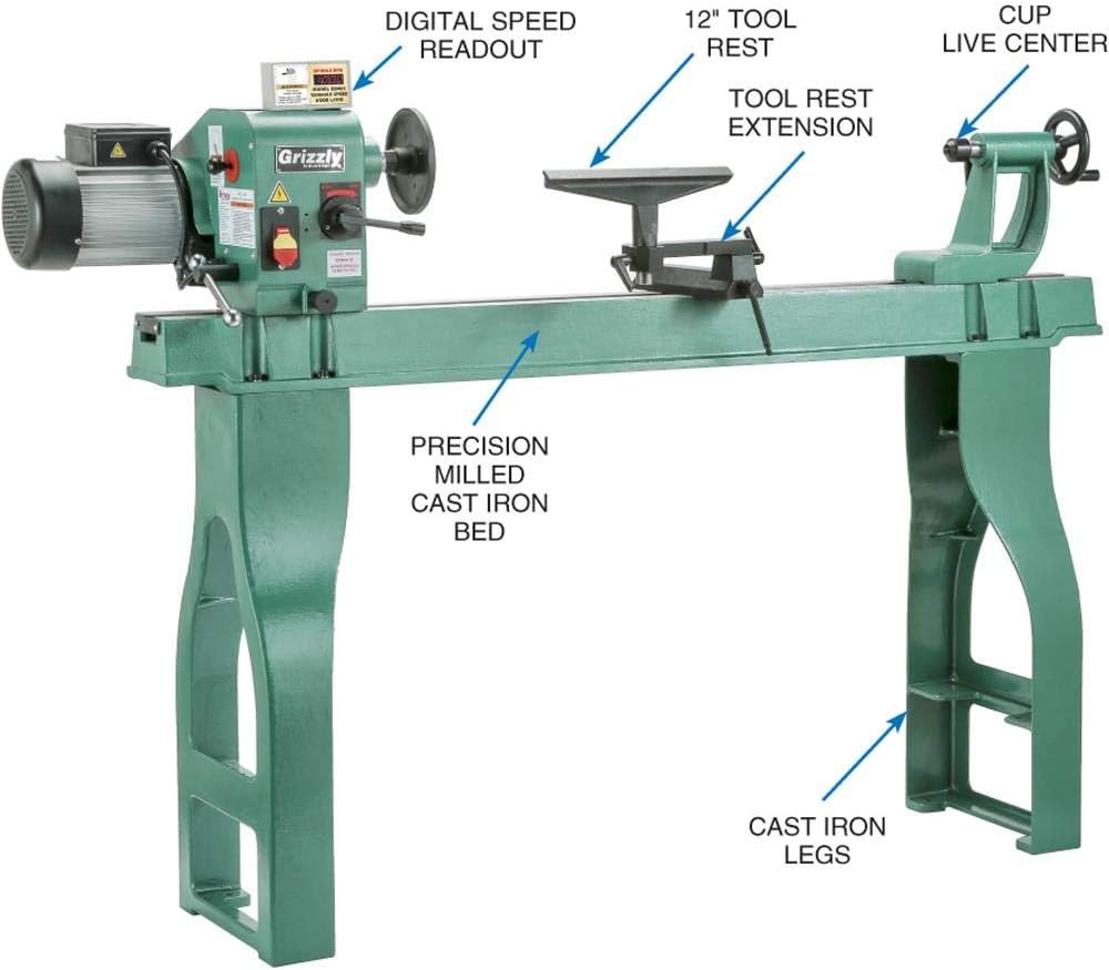 Grizzly Industrial G0462-16" x 46" Wood Lathe with DRO : Tools & Home Improvement