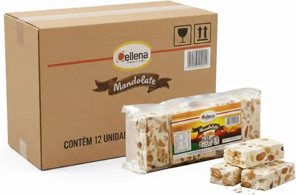 Kit Torrone Mandolate Cellena 160g c/12 pacotes | Doce Italiano Tradicional com Amêndoas
