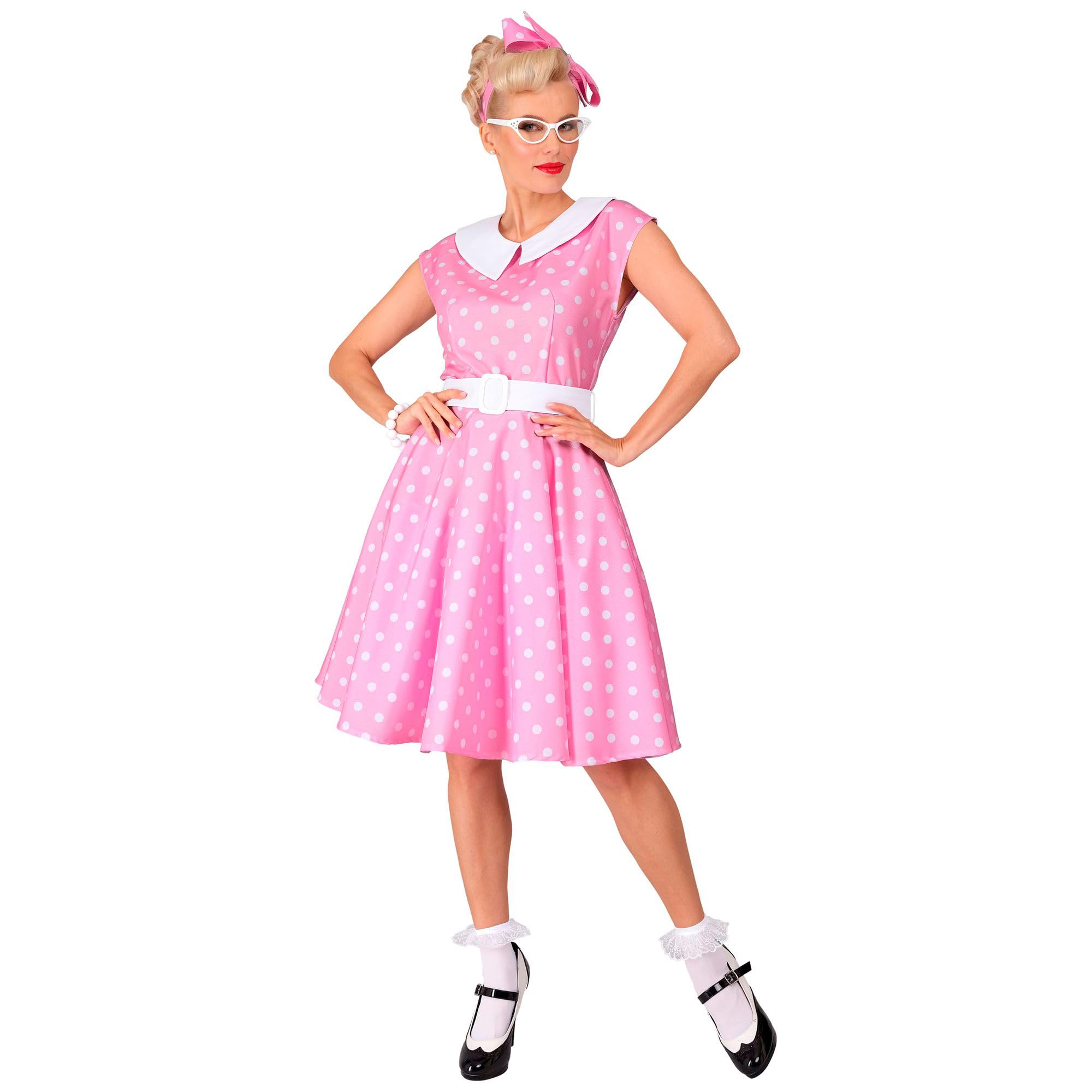 W WIDMANN MILANO Party Fashion  Rock 'n' Roll Costume, 50s Fashion, Dress  with Petticoat, Belt, Hairband, Fancy Dress Costumes - BigaMart