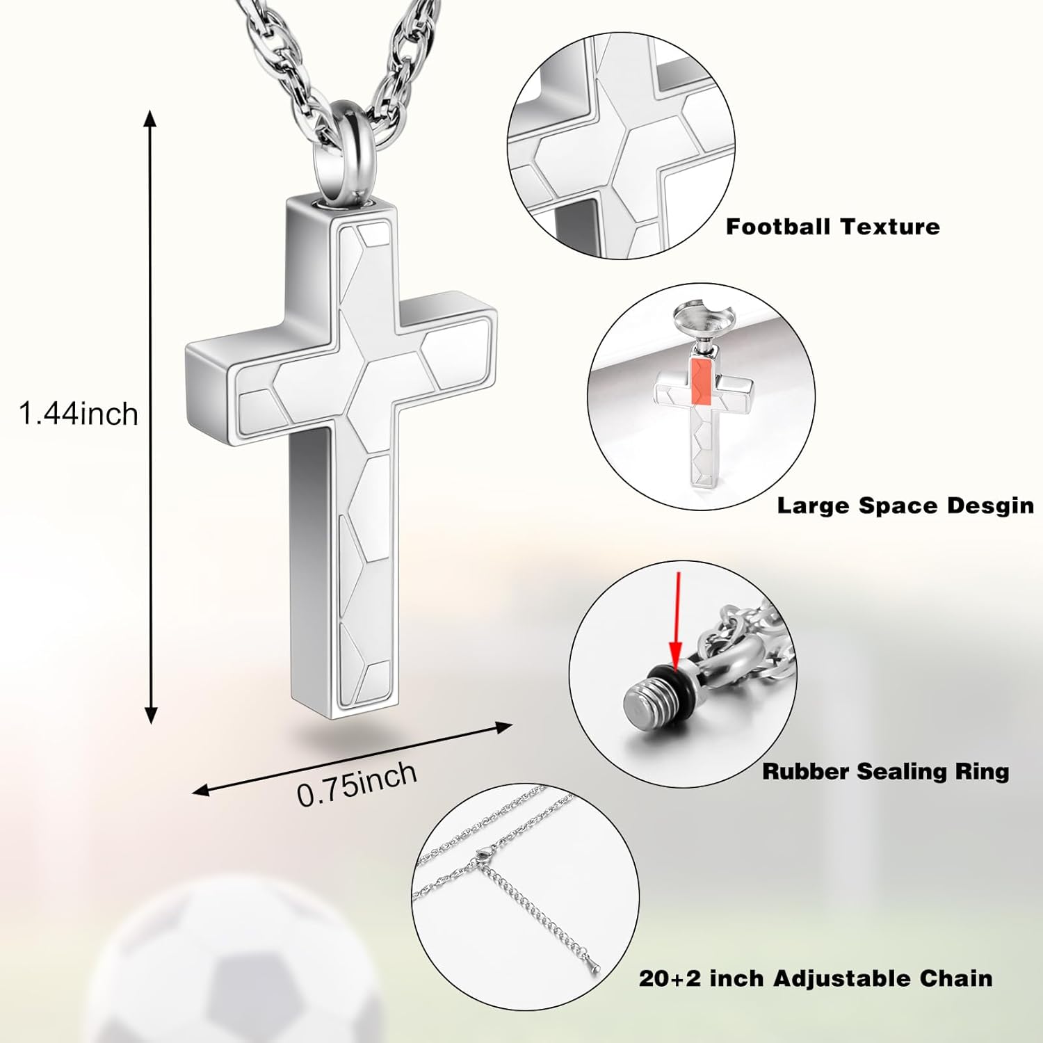 XIUDA Urn Necklaces for Ashes for Women Men Cross Cremation Jewelry Stainless Steel Memorial Urn Pendant Ashes Holder - Image 2