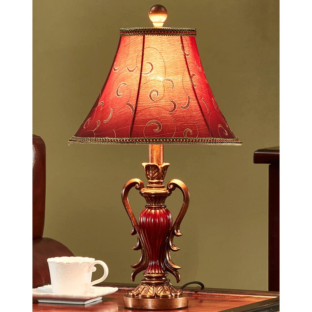 Lampy stołowe z kloszem z tkaniny, tradycyjny styl, oświetlenie biurkowe, styl vintage, rustykalna lampka nocna do salonu, sypialni, biura domowego