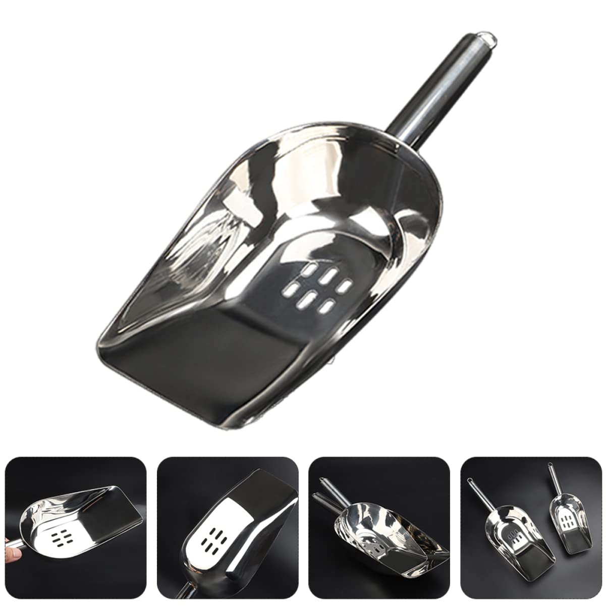 Cabilock 2pezzi Paletta Per Ghiaccio Acciaio Inossidabile Con Manico Per Cucina e Bar Utensile Versatile Per Servire Ghiaccio e Alimenti Facile Da Pulire e Maneggevole