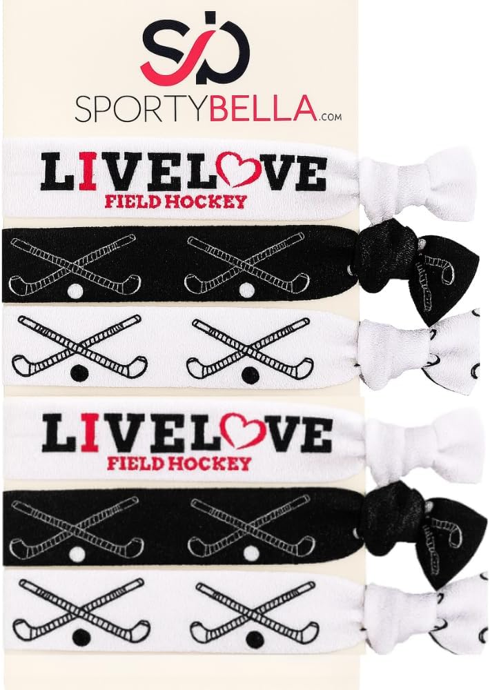 Field Hockey Hair Accessories, Field Hockey Hair Ties, No Crease Field Hockey Hair Elastics Set, Gift for Girl Field Hockey PlayersHockey Hair Accessories