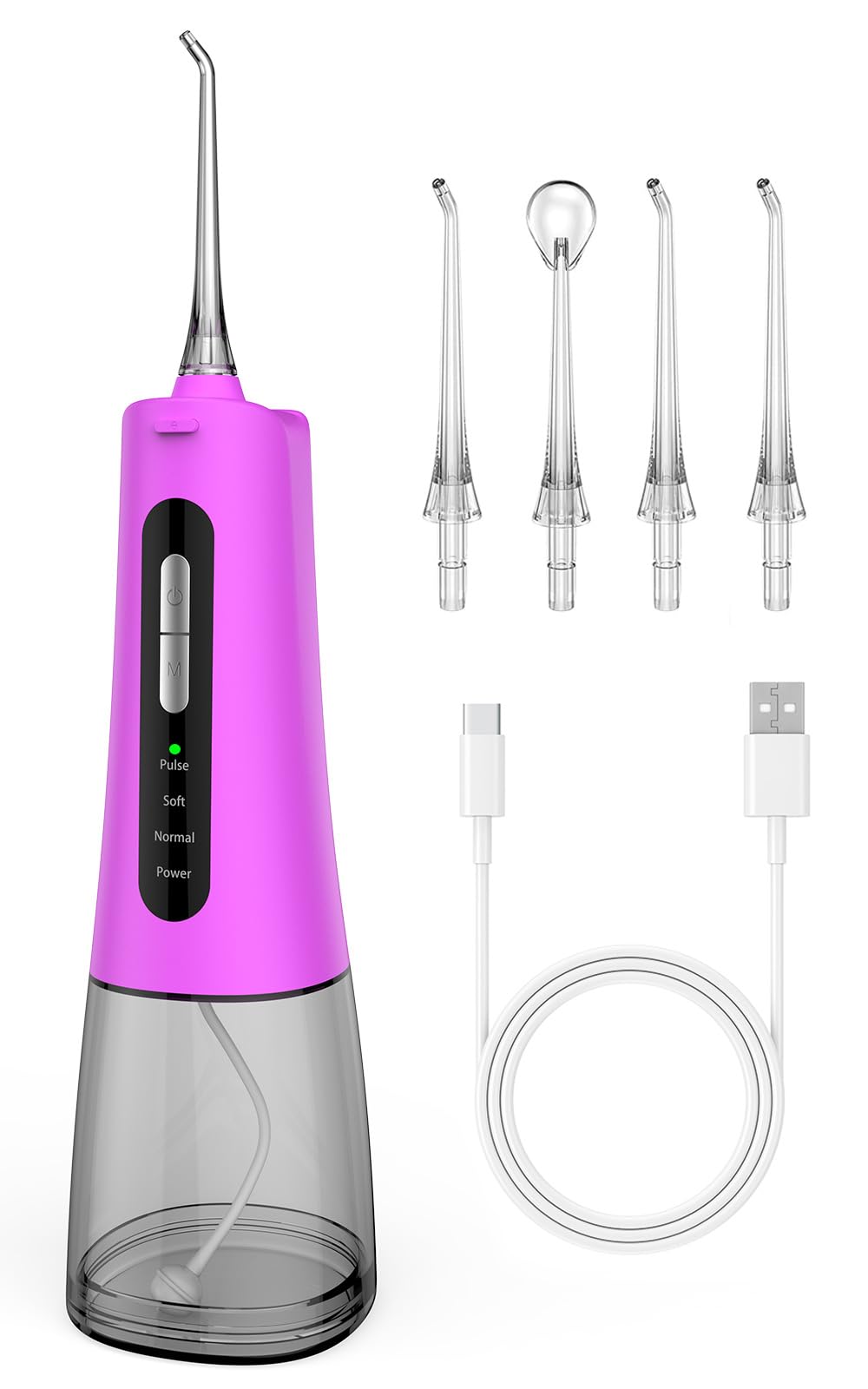 Water Flosser for Teeth Cleaner 4 Modes Oral Irrigator 300ML Tank Water Dental Flossers for Travel Home (Purple)