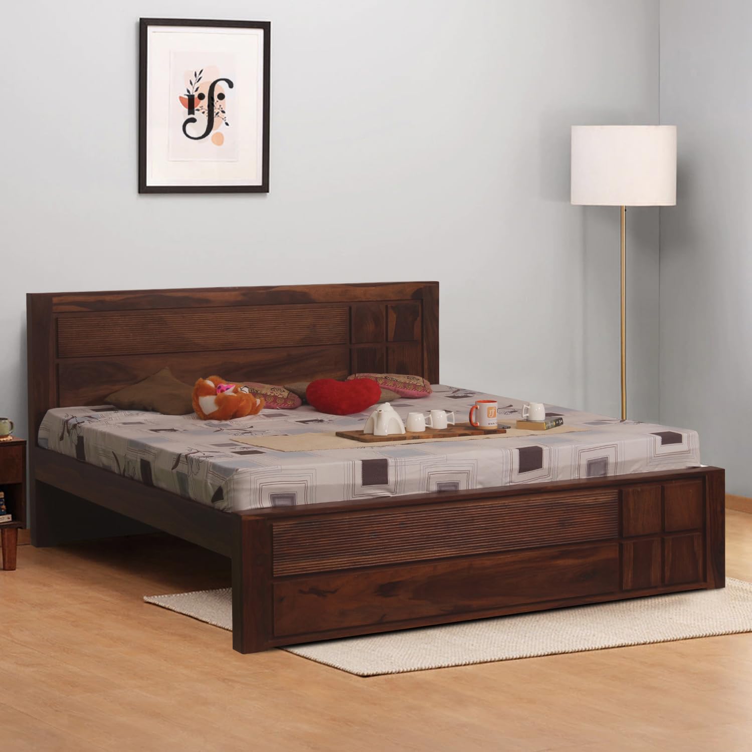 Royal Finish NovaSleep Solid Wood King Size Without Storage Bed with Natural Honey Oak Colour, 12-Month Warranty - 83.1" x 74" x 16" (Natural Honey Oak)