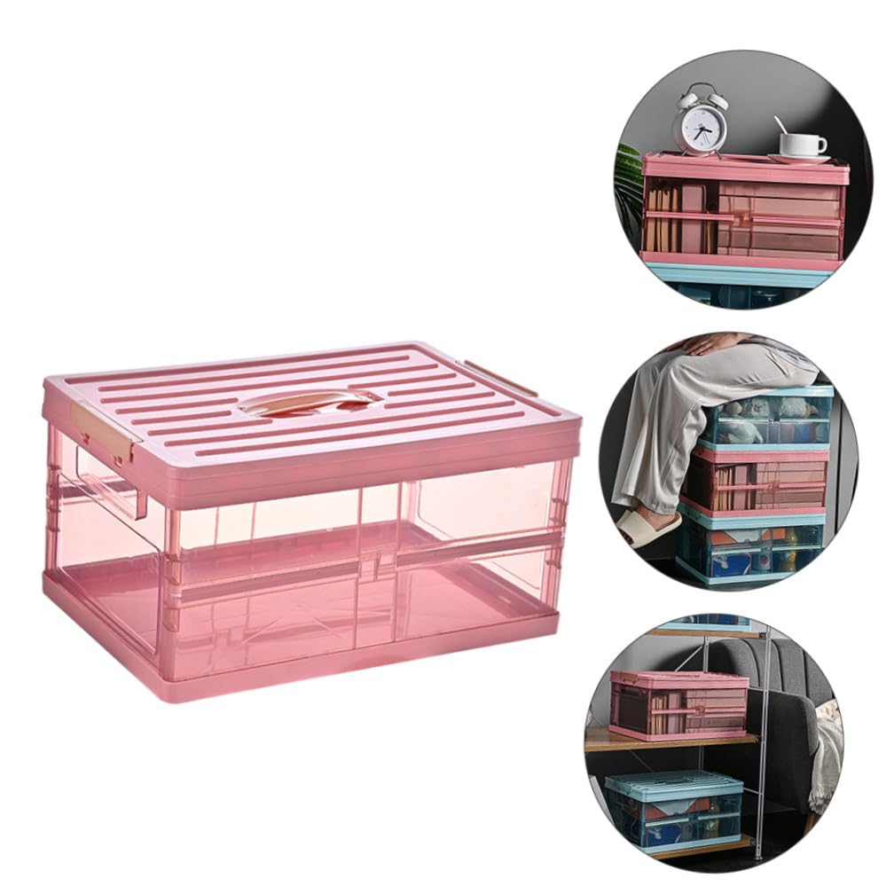 KOMBIUDA Caja de Almacenamiento de Plástico Naranja con Tapa, Plegable