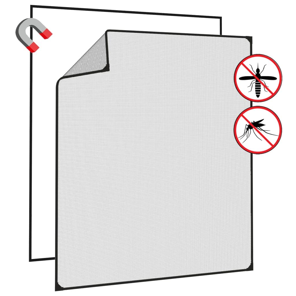 Générique Moskitiera magnetyczna do okien, antracytowa, 130 x 150 cm, siatka przeciw komarom z włókna szklanego, odporna na promieniowanie UV i wodę, łatwa instalacja bez wiercenia dzięki taśmie