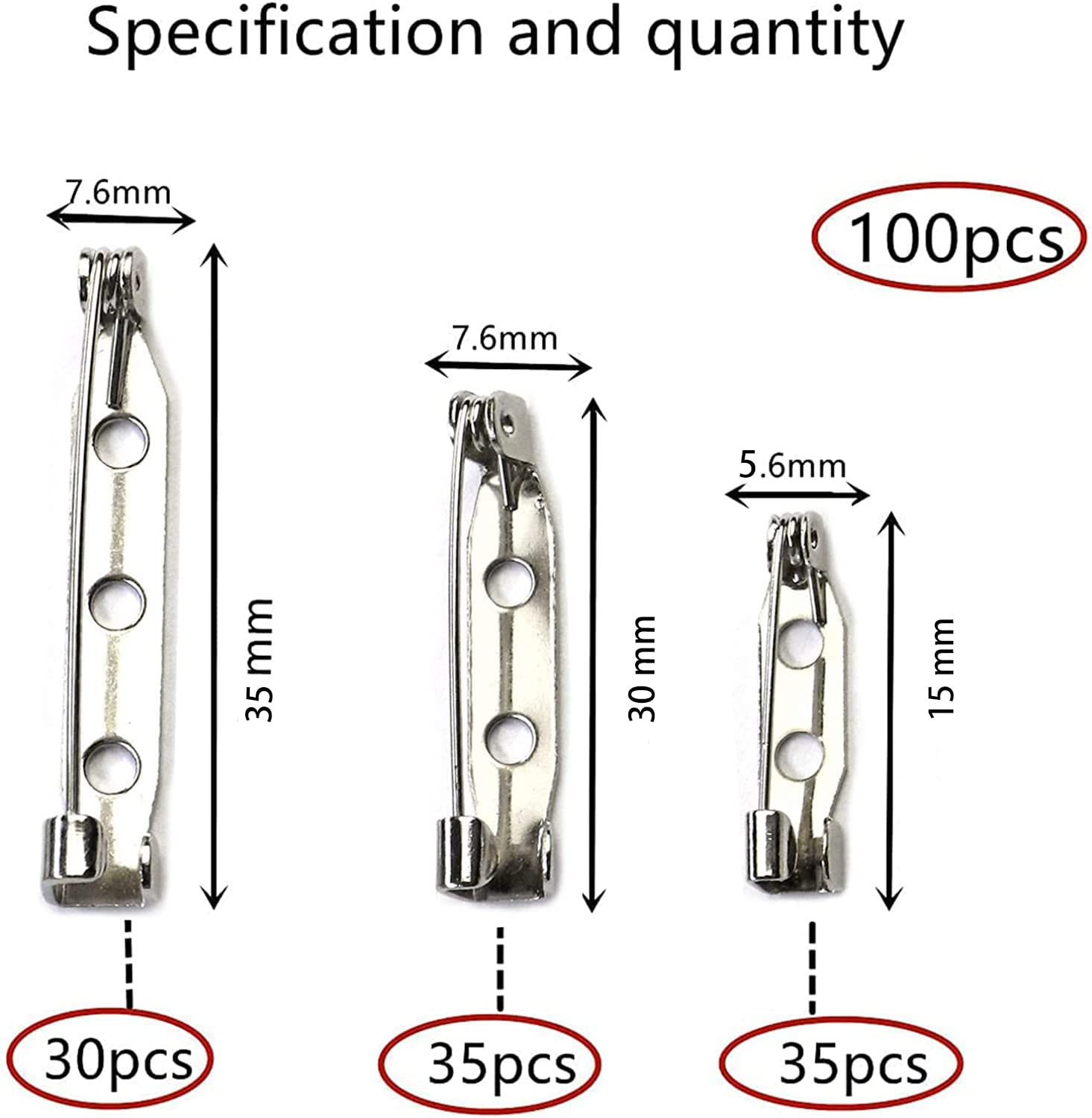 Confezione 100 Perni Di Sicurezza Per Artigianato - 38/40/45 Mm Per Gioielli E Cucito - Foto 2