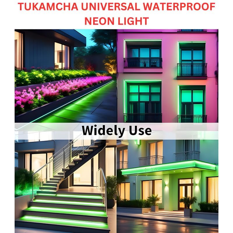 Image of 16.4 Feet LED Neon Strip Light | 12V Adapter, Waterproof IP65, Silicone Flexible Rope Light for Home Wall Decor & Gaming Room| Led Strip Lights | Neon Lights 5 Meter | (Green)