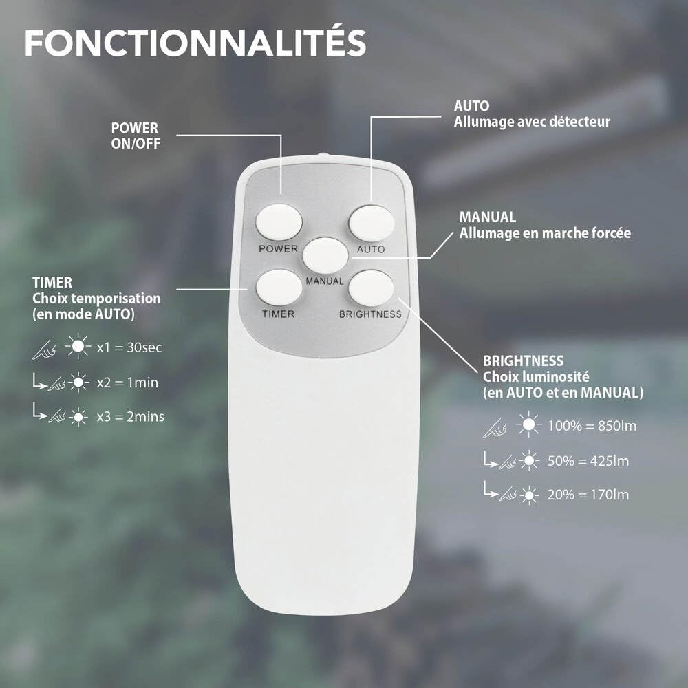 TIBELEC Réglette solaire LED avec détecteur infrarouge 5W / 850LM - IP65 - Batterie haute capacité remplaçable