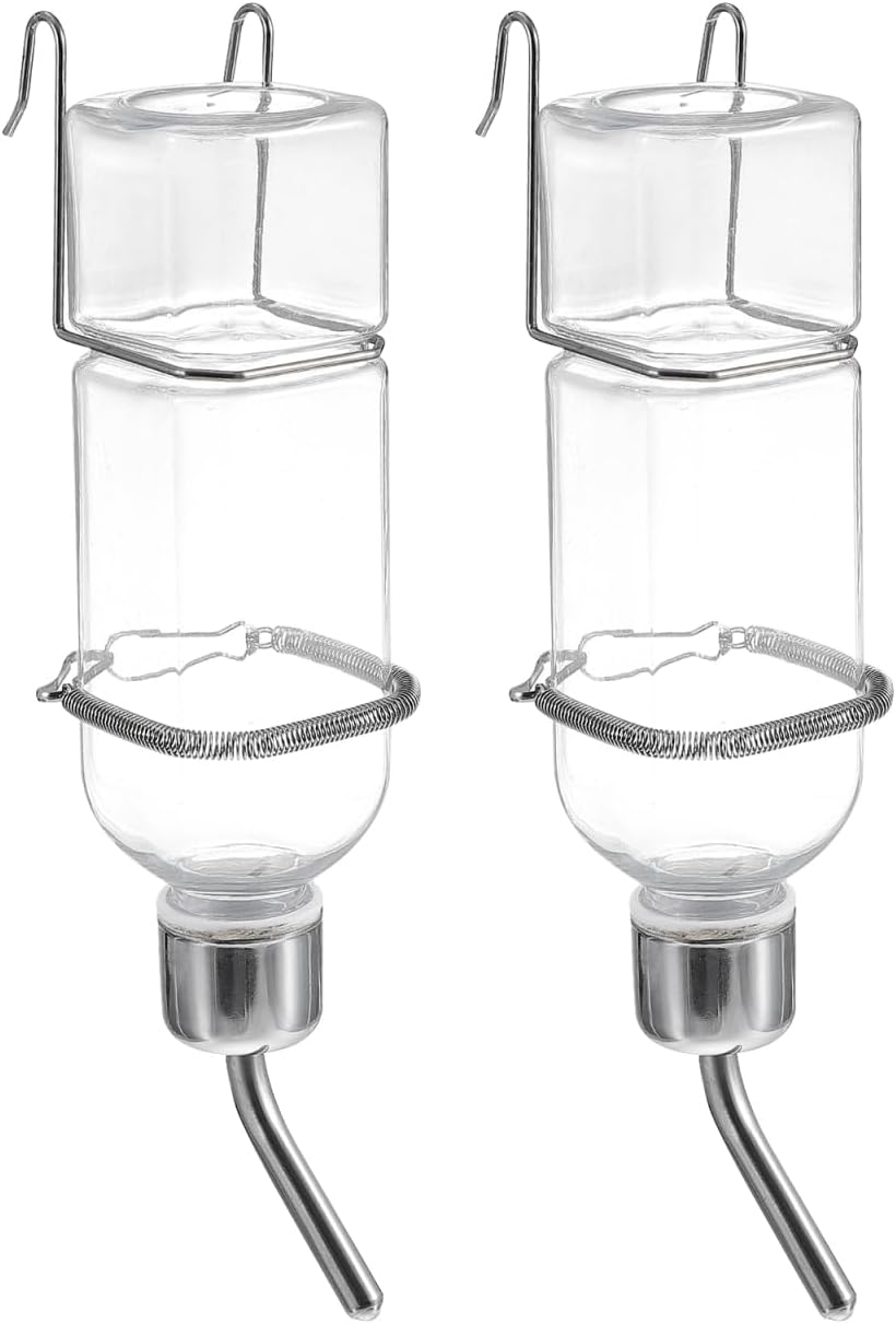 POPETPOP Rabbit Water Dispenser- 2pcs 180ml No Drip Clear Bunny Water Bottle Hanging Auto Guinea Pig Drinking Bottle for Cage Rabbit Hamster Chinchilla Ferret Small Animals
