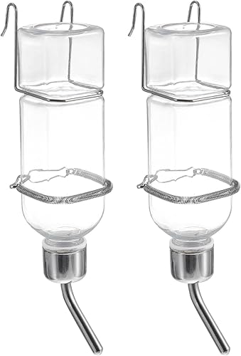 POPETPOP Dispensador de agua de conejo, 2 unidades, 6.1 fl oz, sin goteo, botella de agua transparente de conejo, para colgar, para conejo, hámster,