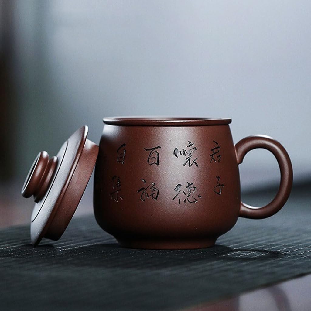 Tasse à thé Tasse à thé avec Couvercle filtrant intérieur, Tasse de Sable Violet, Tasse à thé de l'après-midi Faite à la Main, Tasse de Bureau 400 ML Tasses à thé réutilisables