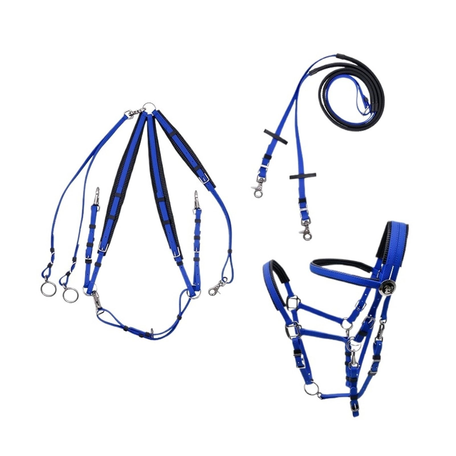 Endurance Horse Tack - Juego completo de cabestro estilo brida de nailon de cuero y PVC, juego completo de equipo de equitación, disponible (naranja)