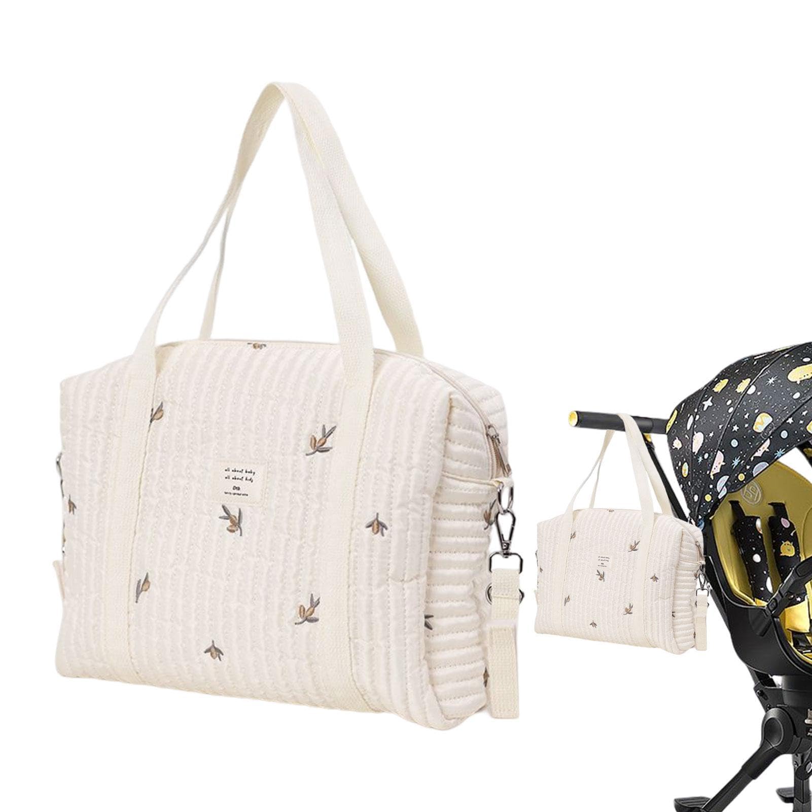 Diaper Tote Bag for Women, Baby Diaper Caddy Bag, Stroller Diaper Bag, Baby Nappy Changing Bag, Messenger Diaper Bag, Large Capacity Cotton Travel Baby Diaper Bag for Bottles Clothes Toys Tissues