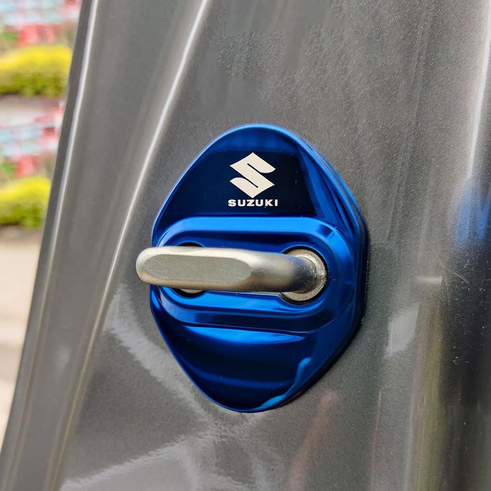 4PCS Car Door Lock Cover Protector, for Suzuki Yutu Latch Protective Cap Automotive Interior Replacement Protect Accessories,C/Blue