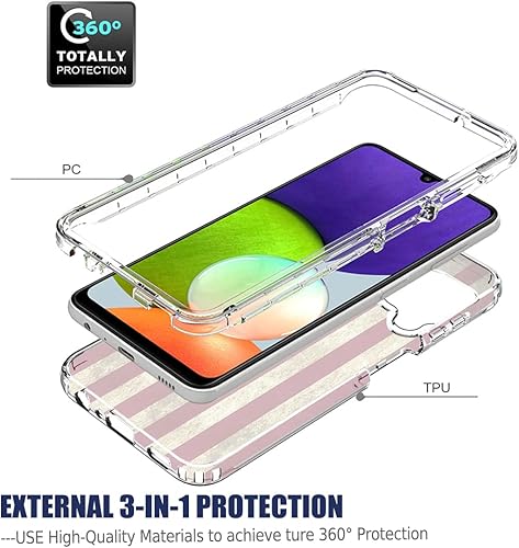 Miniatura 3 de Funda para Galaxy A22 4GM32 4G SM-A225F con protector de pantalla de vidrio templado, cuerpo completo, diseño floral, a prueba de golpes, funda