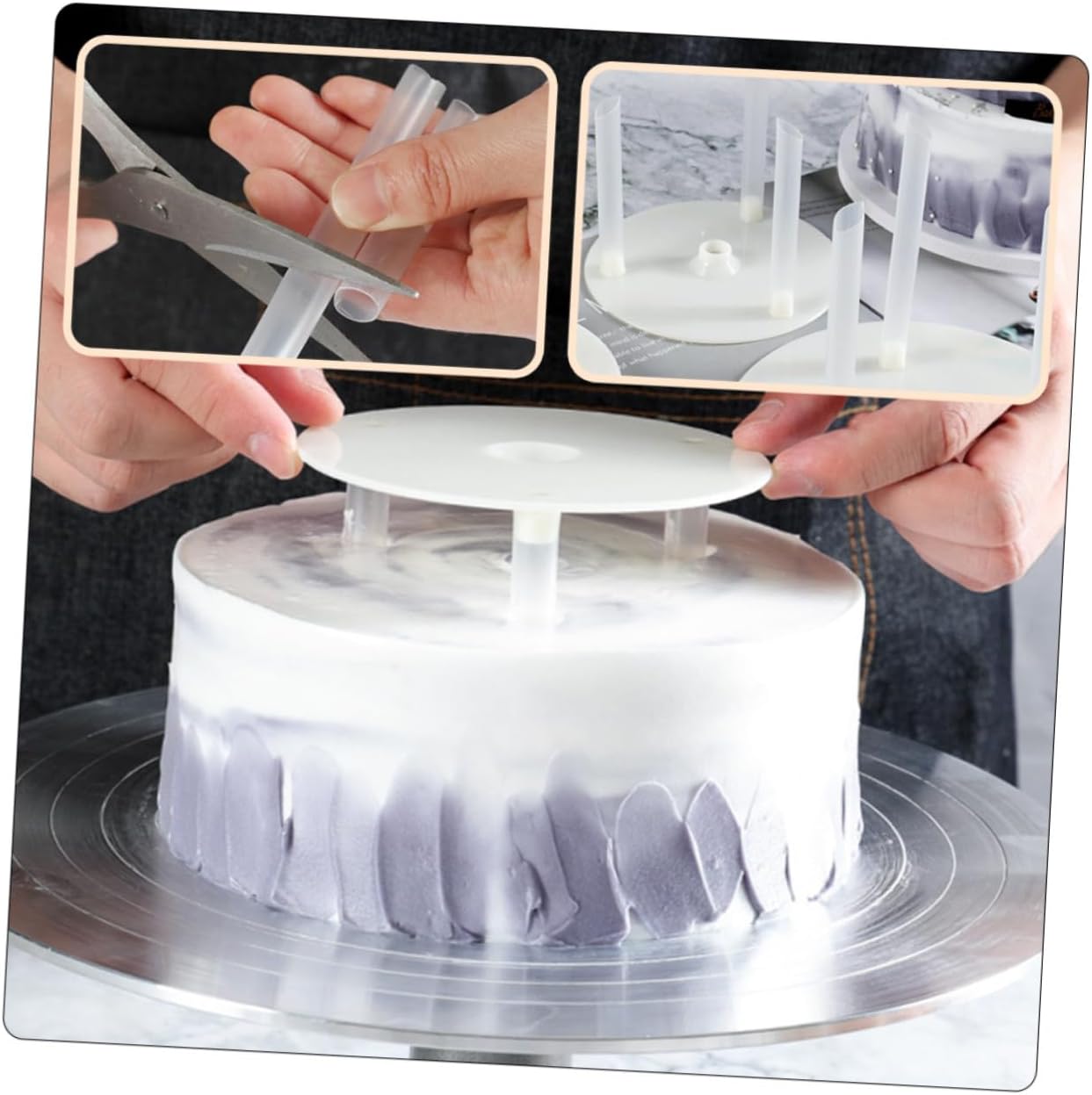 6 Sets Cake Support Straws for Multi Cakes with Smooth Surface Easy to Assemble for Baking and Decorating image 3