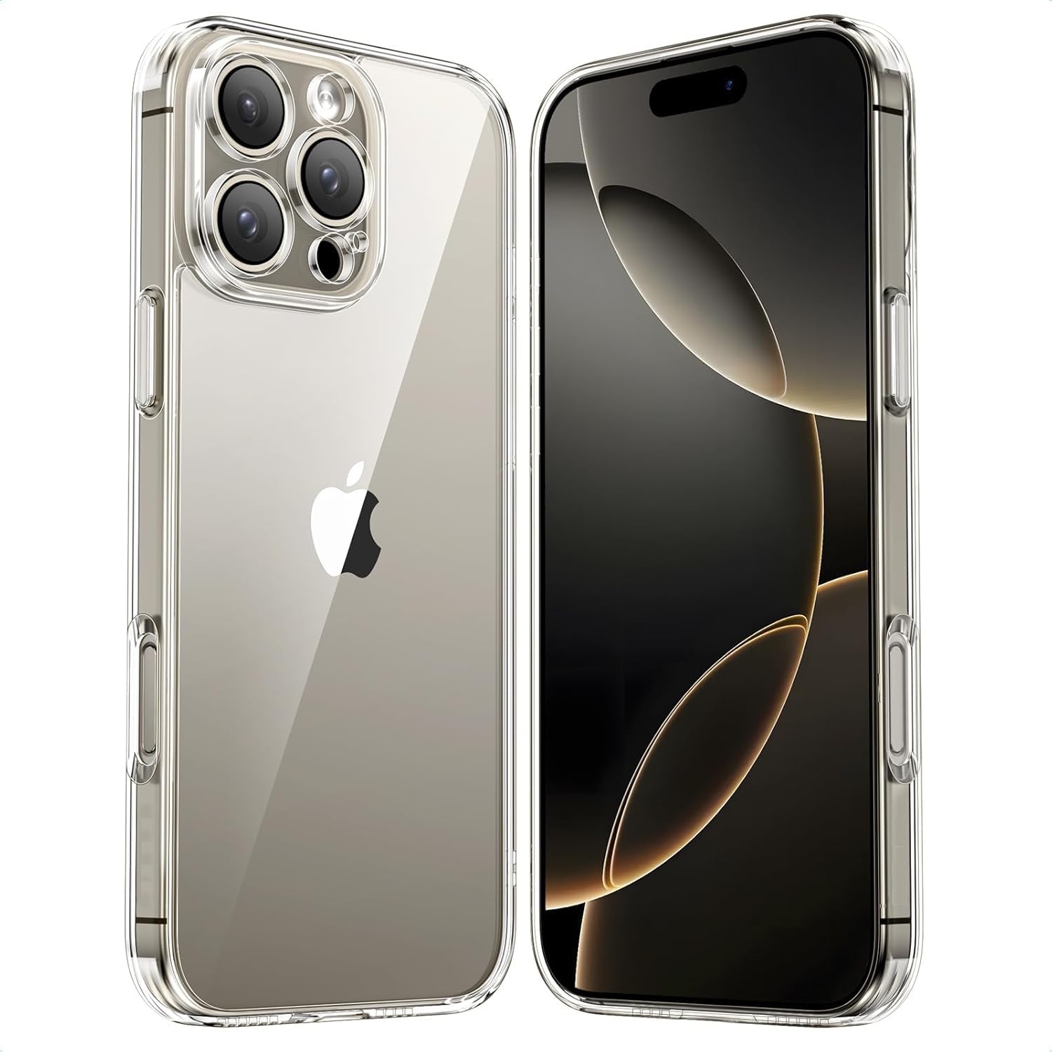 Q.H Crystal Clear Case Compatible With iPhone 16 Pro (6.3-Inch), [Anti-Yellowing] Slim Shockproof Bumper Anti-Scratch Suitable For Wireless Charging