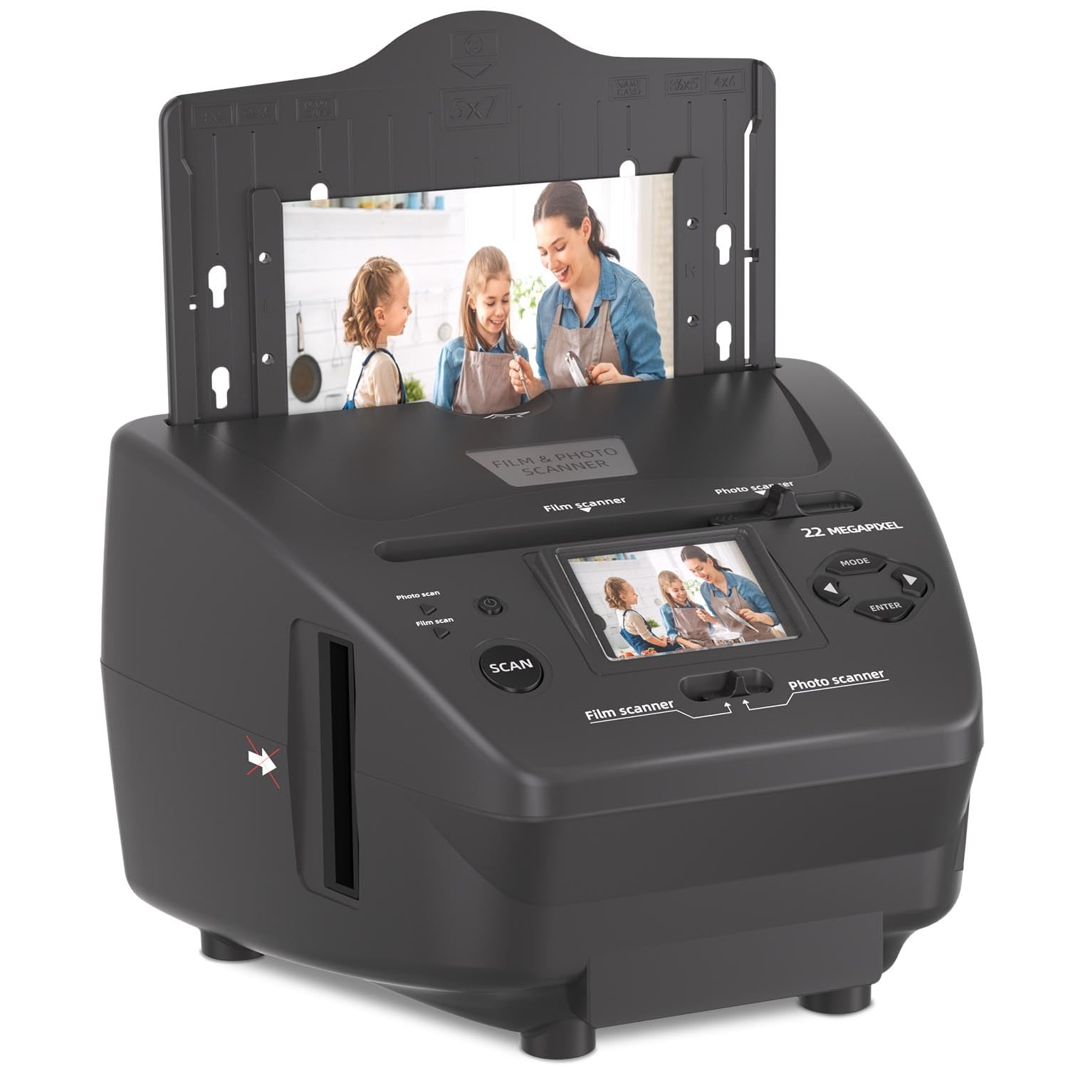 Scanner de films et photos avec écran LCD de 2,4", convertit 135 diapositives de 35 mm/135 films négatifs, photos, cartes de visite en images numériques de 22 MP, carte SD de 4 Go