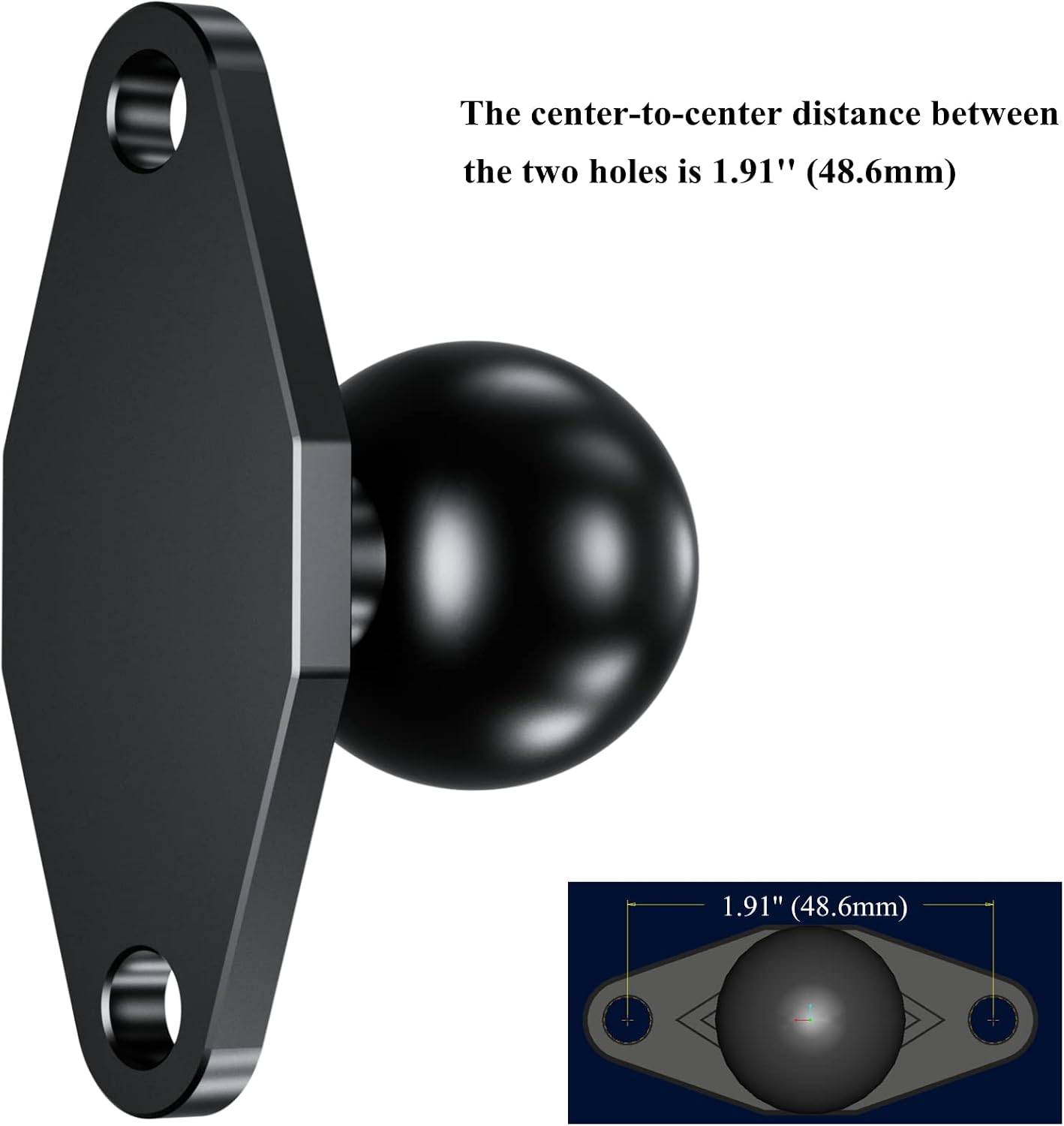 brcovan aluminum alloy diamond mount base with 1 tpu ball compatible with ram mounts b size 1 inch ball double socket arm