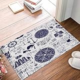  Alfombra de baño, 50x80 cm Alfombra Antideslizante,Manuscrito antiguo con anclas de rosa de los vientos de Cara,Suave y acogedora, Agua súper Absorbente, Antideslizante, Gruesa para Dormitorio de baño