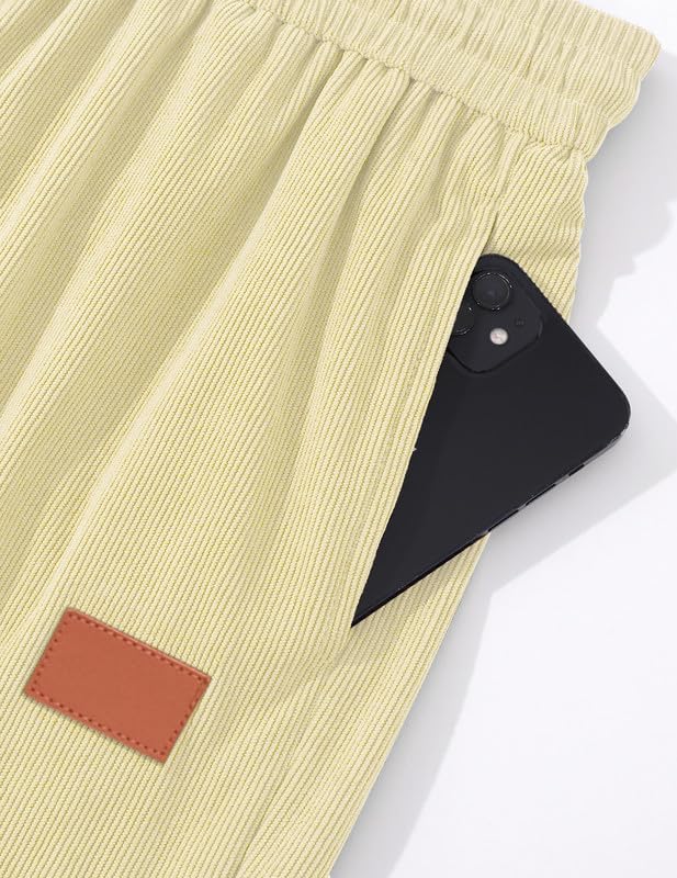 Men's Corduroy Shorts 9 inch Cotton Drawstring Casual Elastic Waist Summer Beach Shorts with Pockets - Image 8