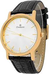 Relogio Masculino Dourado Champion Pulseira de Couro Preta