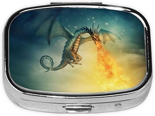 Pastillero de dragón pequeño para bolso y bolsillo, lindo organizador de píldoras, organizador diario de pastilleros, contenedor de píldoras de