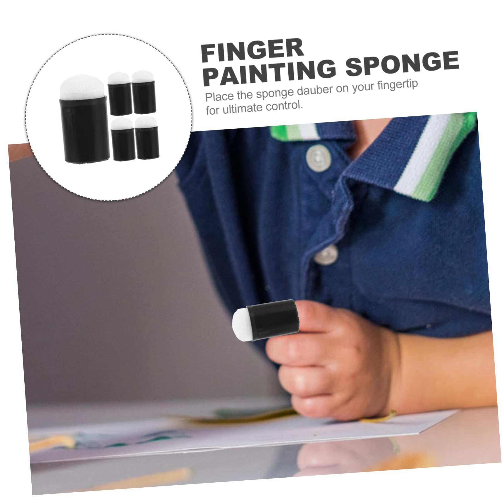 DOITOOL Finger Sponge Daubers for Art 5 Pack Washable Durable Perfect for Boys and Projects