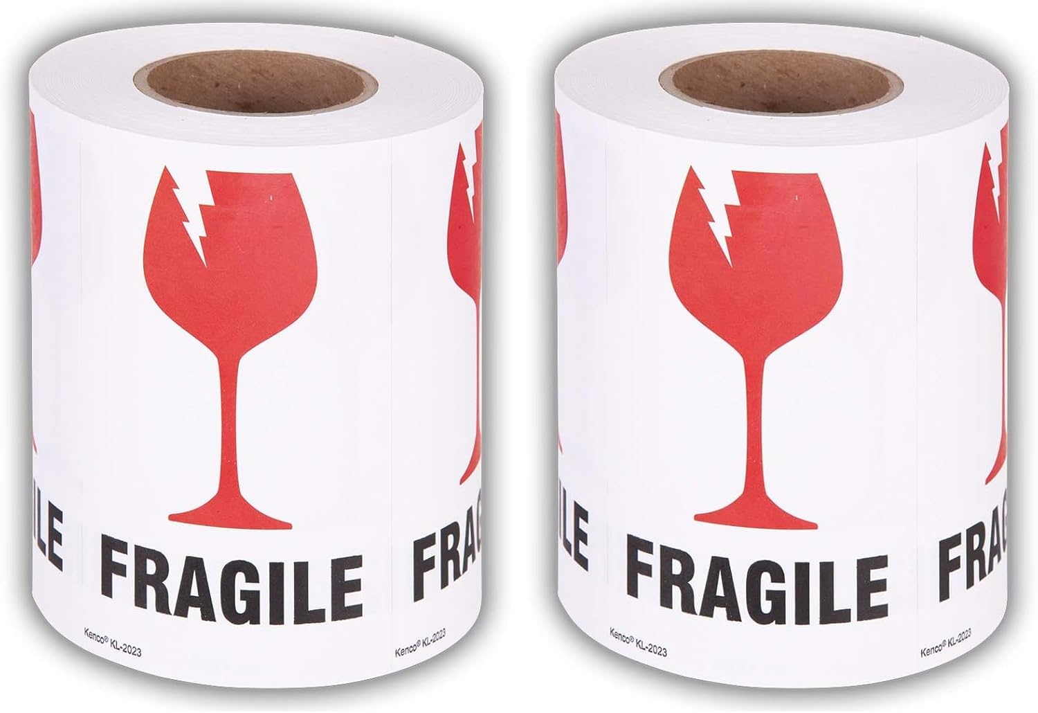 Kenco 3" X 5" Fragile with Broken Glass Safe Handling Stickers for Shipping and Packing - 500 Adhesive Labels Per Roll (50 Pack)