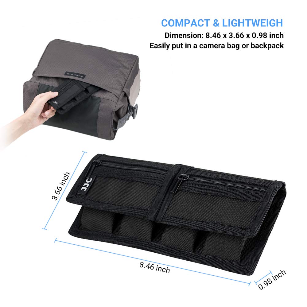 JJC Camera Battery & SD Card Pouch Case - Holds LP-E6N, LP-E10, LP-E12, Sony Batteries