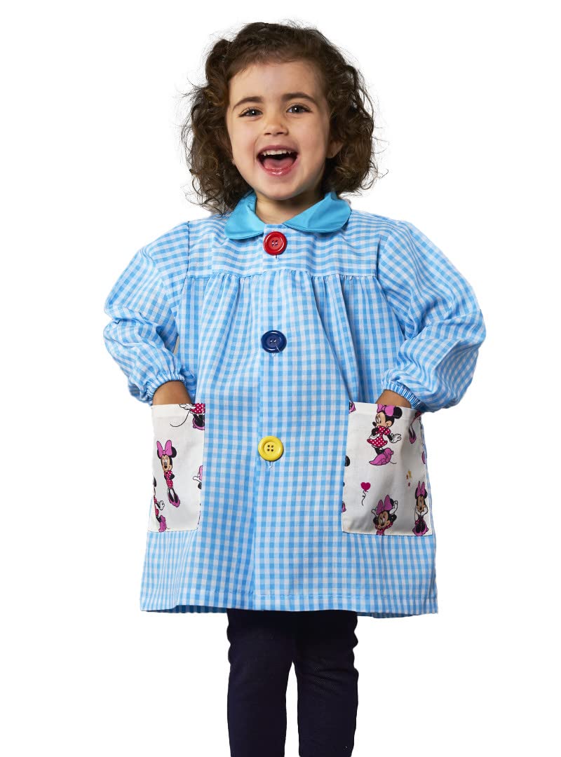 Tablier Blouse Minnie pour Enfants à Carreaux. Puor l'école e travaux manuels.
