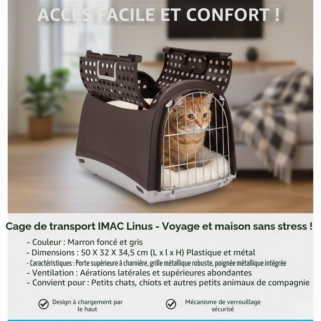 Tiendanimal Cage de Transport au Design Unique avec Porte supérieure pour Noir