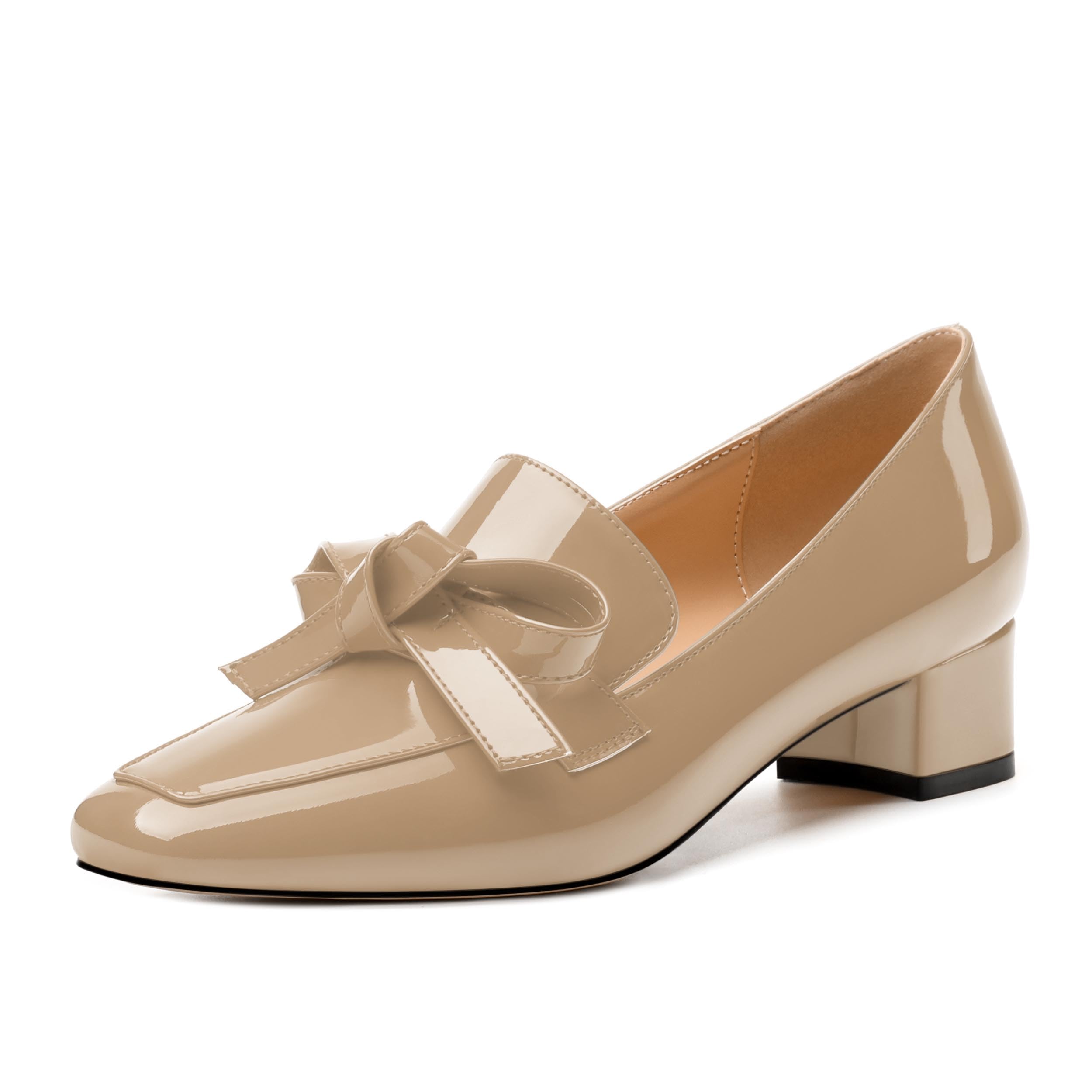 Womens Loafer with Heel, Comfortable Chunky Heels for Women, Loafers Shoes with Bowknot Womens Bunion Dress Shoes