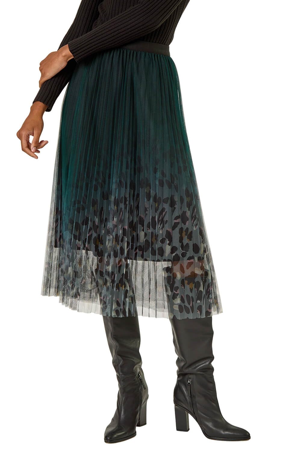 Roman Originals Women's Emerald Pleated Skirt For Uk Maxi Midi Crinkle Summer Smart Casual Evening Special Occasion Elasticated Waistband Party Holiday Long Crepe - Size 18