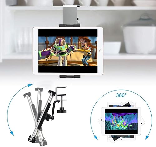 Miniatura 4 de Soporte para tablet de cocina, soporte para iPad debajo del gabinete fácil de instalar y resistente Soporte de metal para tabletas de 4 a 12.9