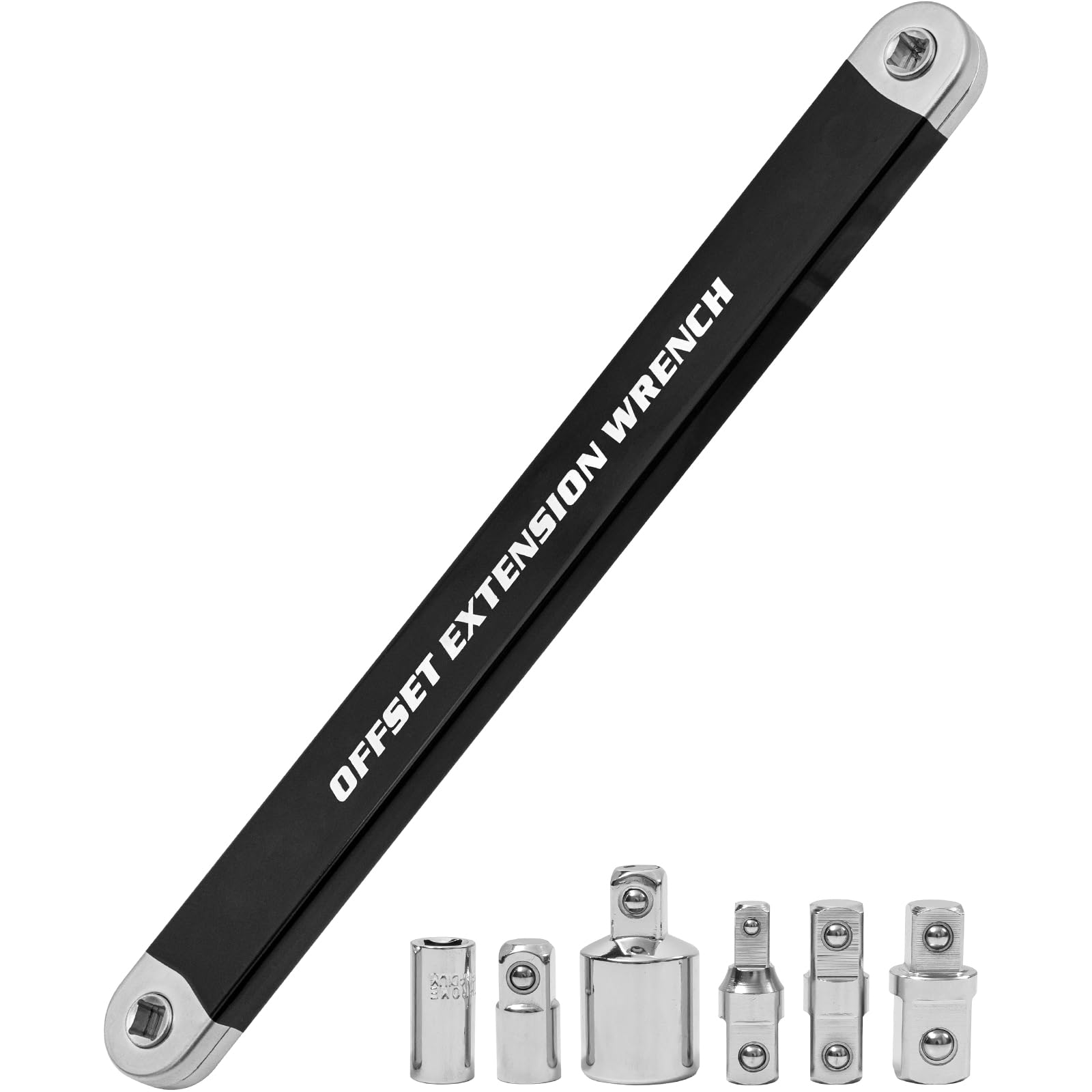 YoShin Offset Extension Wrench,Ratchet Extension Bar With 1/2",1/4" and 3/8" Square Drive Adapters,Impact Wrench Extender For Access to Confined