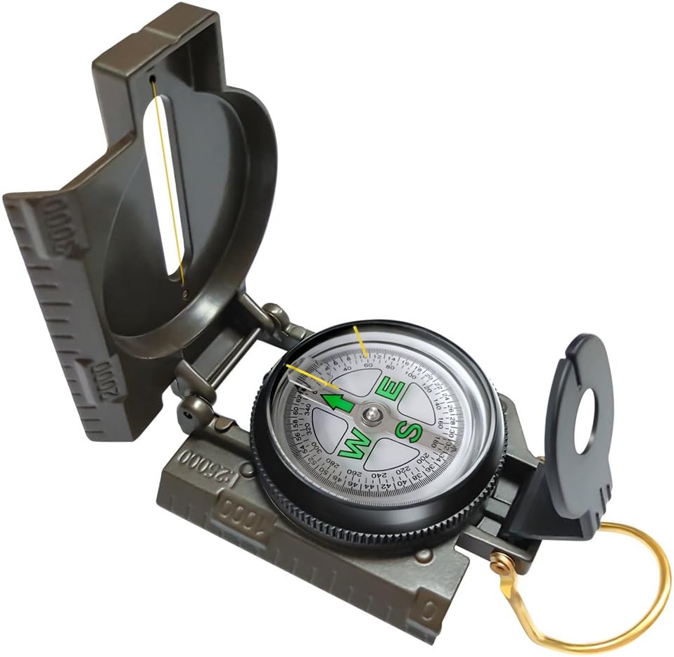 VANVENEMultifunctional Military Compass, Amy Green, Waterproof and Shakeproof, Compass for Outdoor, Camping, Hiking, Military Usage, Gifts