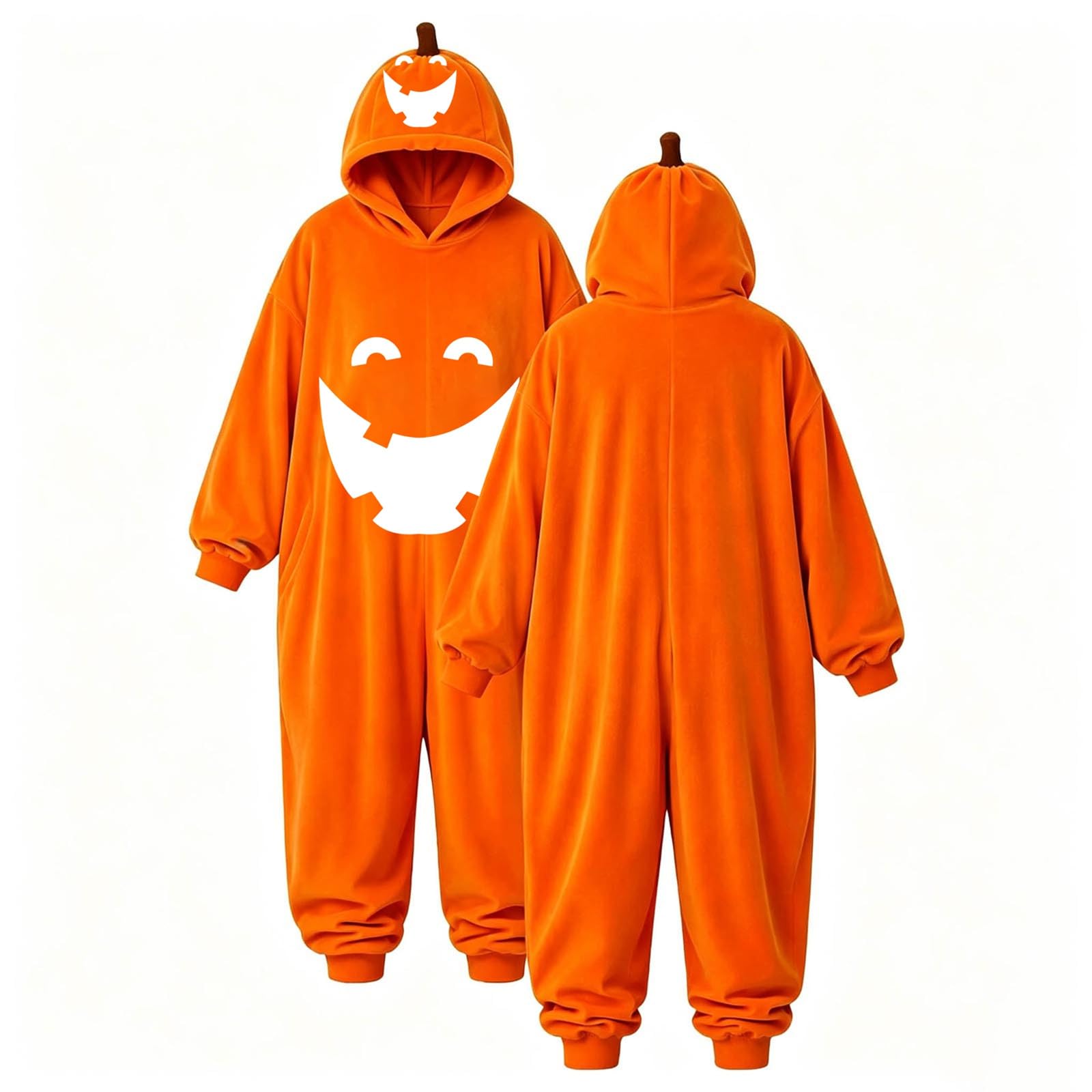 Tuta Halloween Adulto Pigiama Zucca Intero con Cappuccio Flanella Materiale Flanella Morbida, Tuta Halloween Adulto, Pigiama Zucca Caldo per Casa e Relax