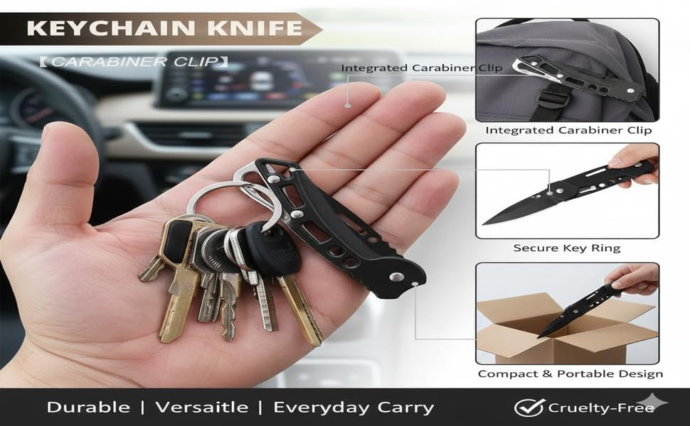 Image of Foldable Utility Tool with Stainless Steel Blade | Compact Pocket Cutter for Opening Packages, Rope Cutting & Household Use | Lightweight with Safety Lock (Black, Pack of 1)